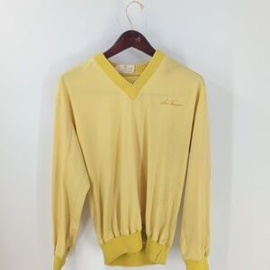 Vintage Stan Thompson Tailored V-Neck Golf Wear Pullover Sweater Yellow Size L